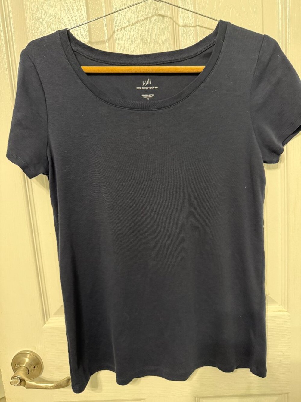 J Jill Navy Blue Scoop Neck Tee - NWOT - 100% Prima Cotton - Small